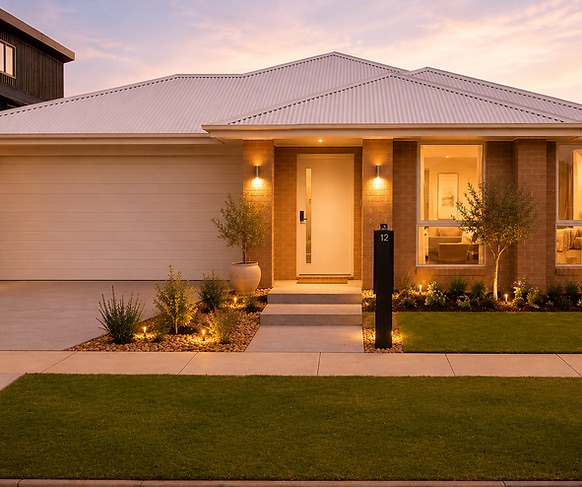 A welcoming Magnolia55 home at dusk
